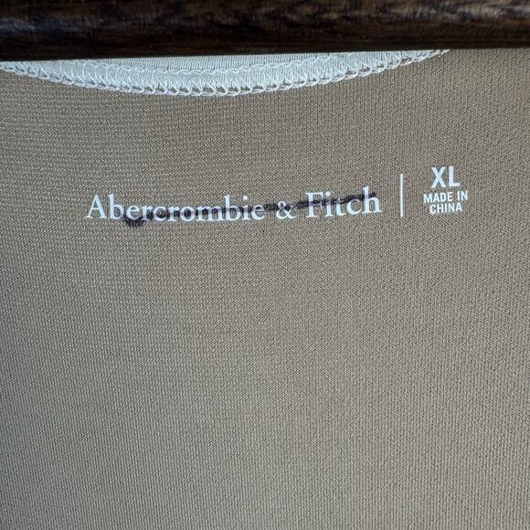 Abercrombie&Fitch Rutched Deep V Neck Long Sleeve Midi Dress XL Camel Tan Y2K - Picture 4 of 10
